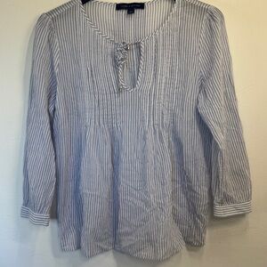 Tommy Hilfiger Blue and White Striped Cotton Tunic Top